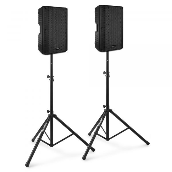 Vonyx VSA120S Kit Sono DJ Ensemble d'Enceintes Actives avec Bluetooth et Pieds - 800W