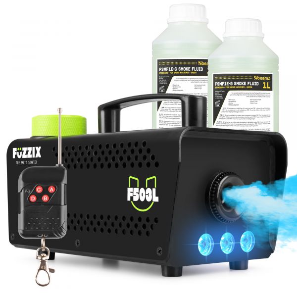 Fuzzix F503L Pack Machine à Fumée 500 Watts avec 3 LEDs RGB - 2L de Liquide