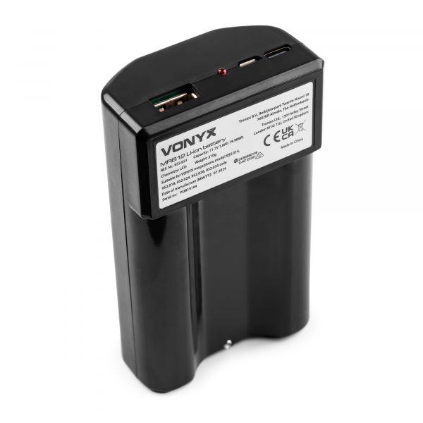 Vonyx MRB12 - Batterie Lithium 1,8 Ah pour Mégaphones Vonyx - Chargeur 12V inclus