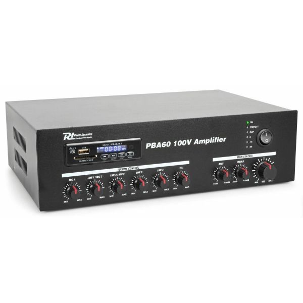 Power Dynamics PBA60 - Amplificateur Bluetooth, 60 Watts, USB/SD/MP3, avec Télécommande