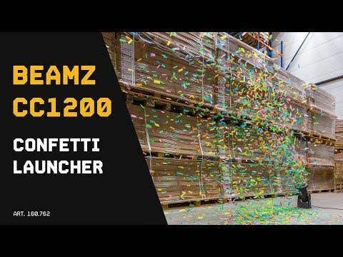 Lanceur De Confettis BeamZ CC1200 - Sans Air Comprimé Ni CO2 - Contrôle DMX Ou Manuel - Pour Soirées Et événements