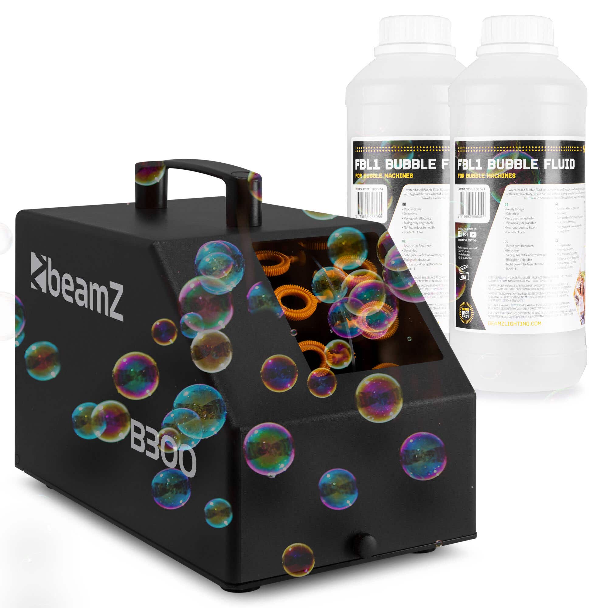 BeamZ B300 Pack Machine à Bulles Enfant/Anniversaire avec Télécommande sans Fil et 2L inclus 