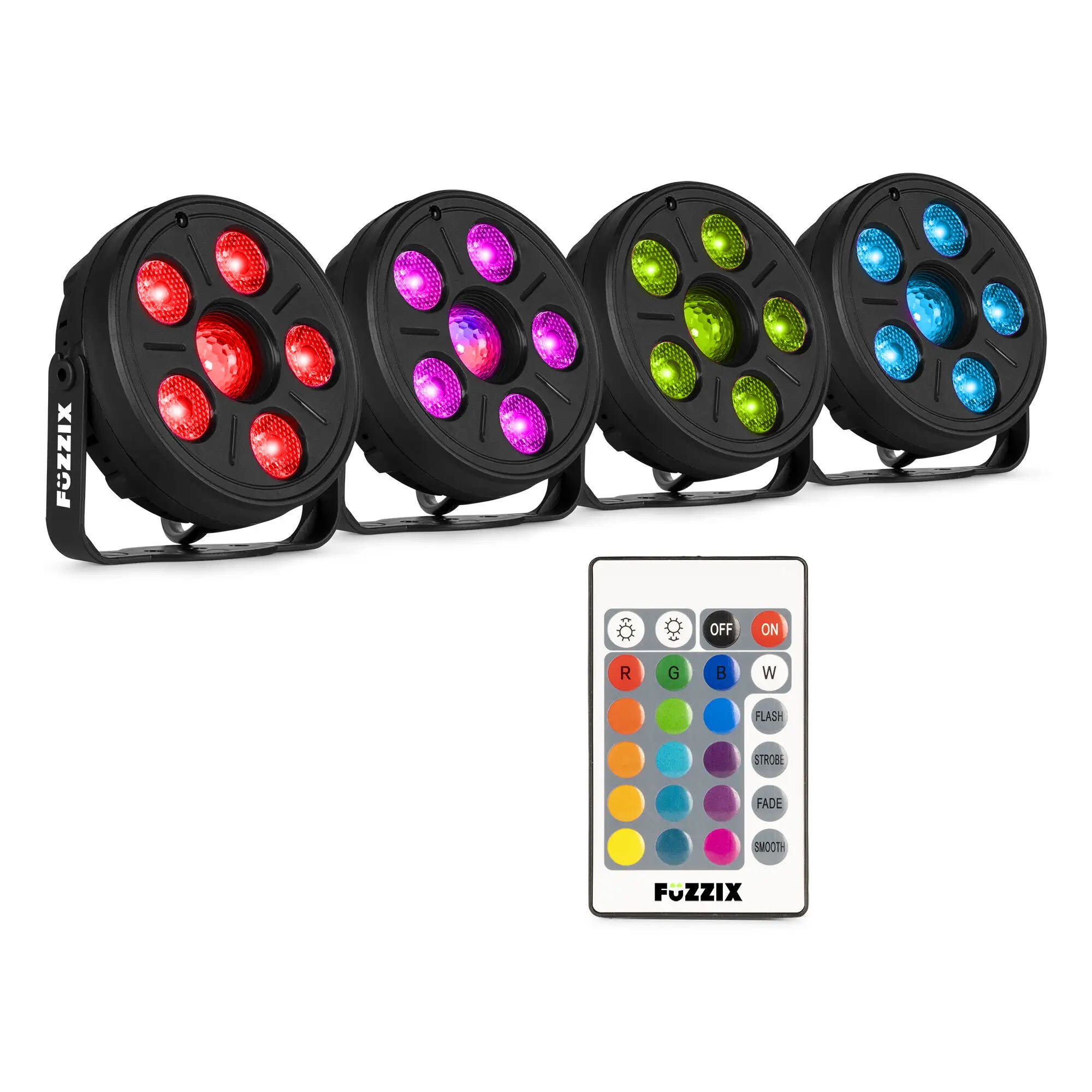 Fuzzix Comet M06 - Pack 4 × PAR LED 12 LED + Jelly Ball | Animation mobile & DJ, Bars & Événements