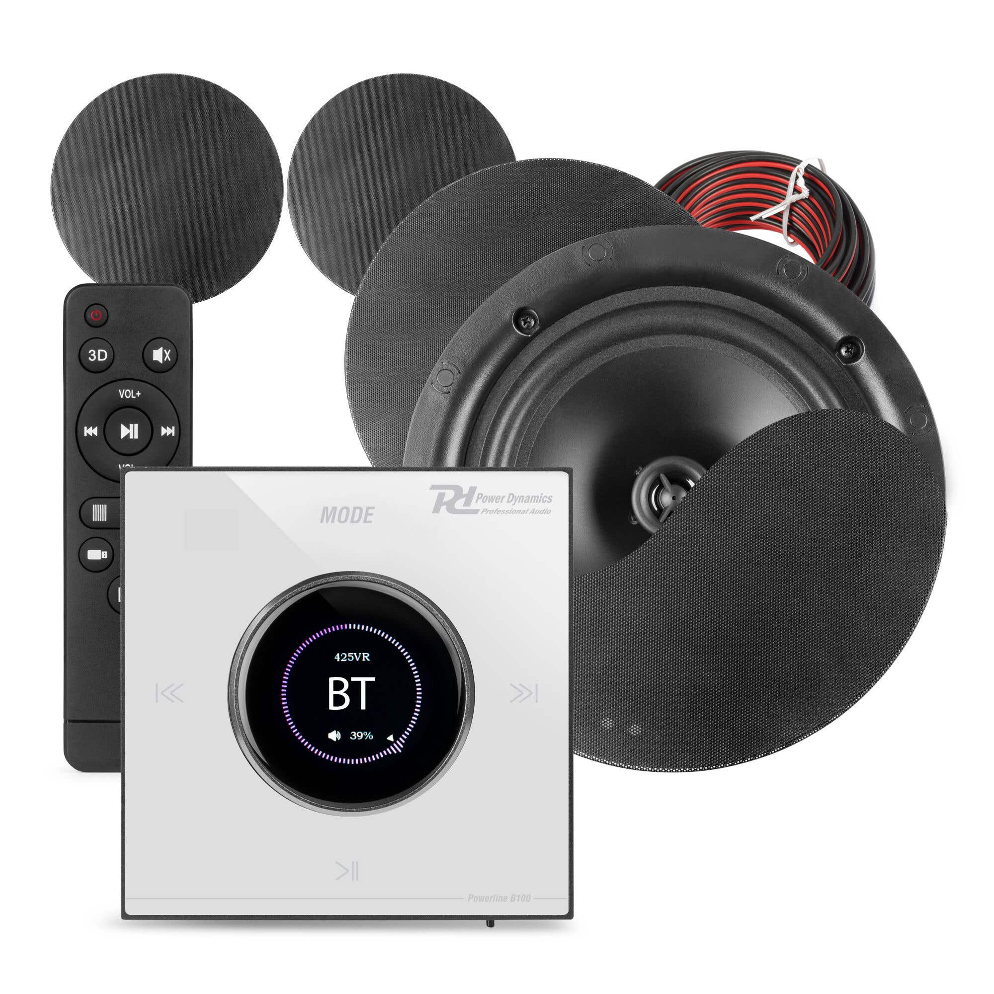 Power Dynamics B100W Kit Audio Encastrable BT 4x 25W Plafond - Noir