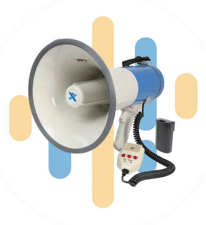 Mégaphone porte-voix avec sirène intégrée et poignée pliable pour animation ou sécurité